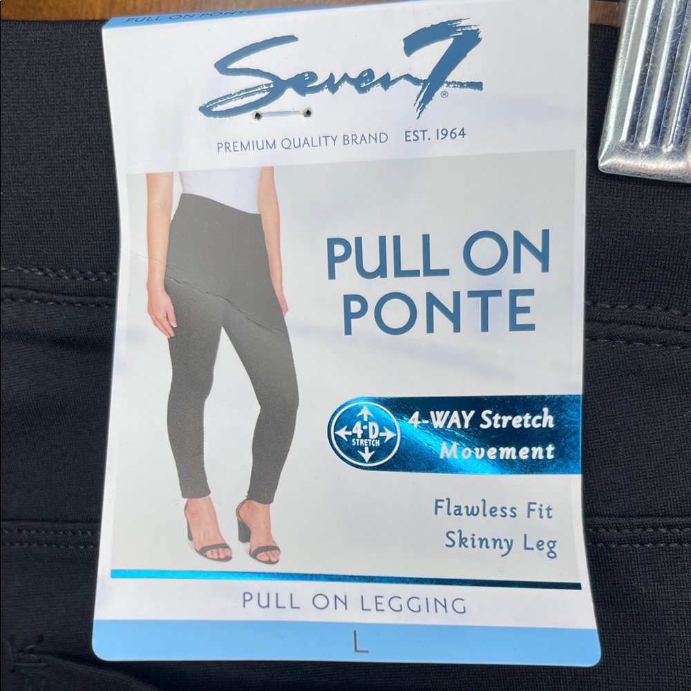 Seven7 Black Pull On Ponte Leggings Large NWT